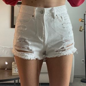 High waisted white mom shorts